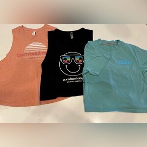 BURN BOOTCAMP TANK TOP / T SHIRT (M/L); coral orange, black neon, grey/blue